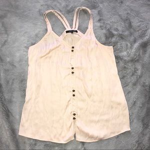 Naked Zebra Button Up peach Tank Blouse - Medium